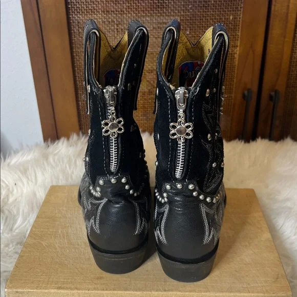 Old Gringo Yippee Ki Yay Leather and Suede Studded Western Cowgirl Boots - Picture 3 of 9